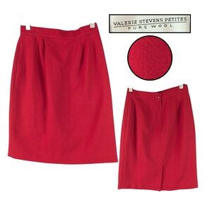 Vintage Valerie Stevens Skirt Women's Size 10 Red Pure Wool Midi Pencil Straight